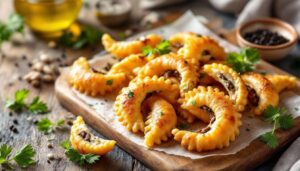 Mezzelune fritte con robiola e acciughe: croccanti fuori, cremose dentro