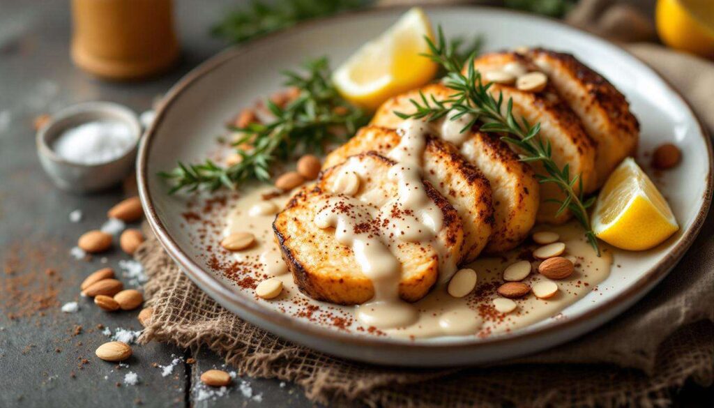 Sedano rapa arrosto con crema di mandorle e polvere di caffè