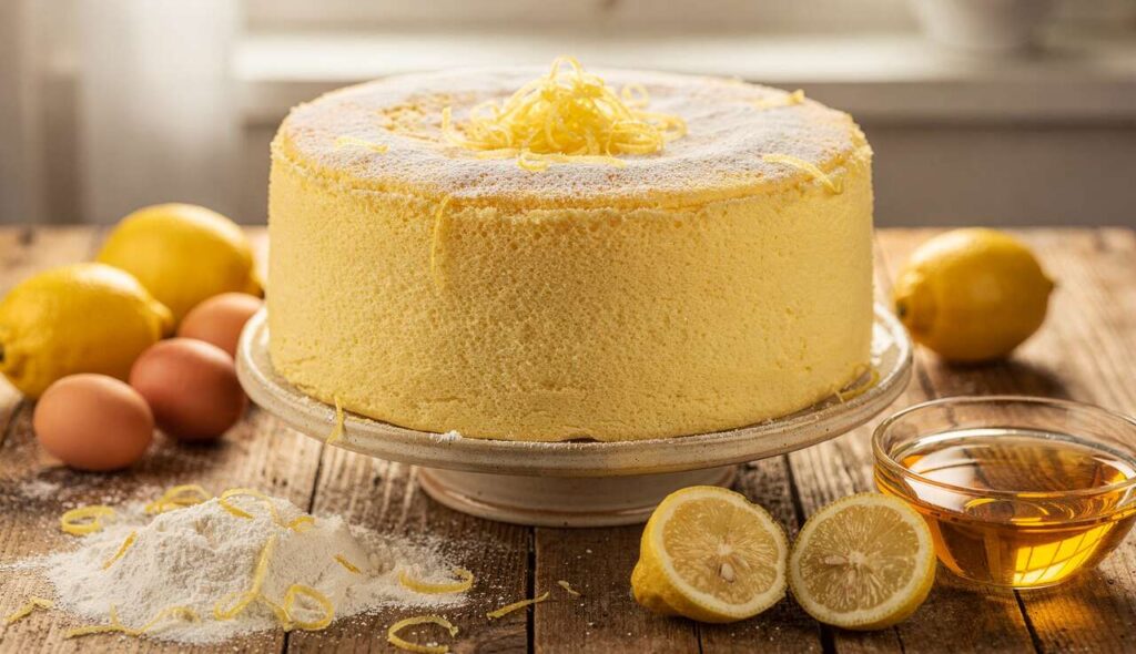 Chiffon cake al limone alta e soffice: il metodo per una mollica leggerissima